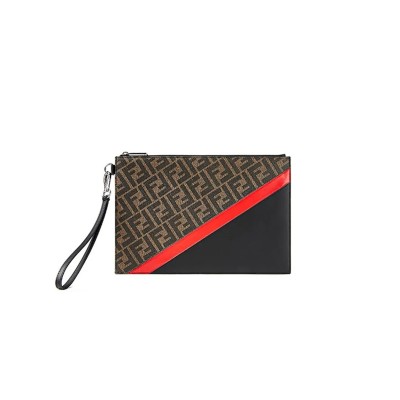 FENDI DIAGONAL FABRIC BROWN 7N0110A9XSF19P9 (30*20*1.5cm)
